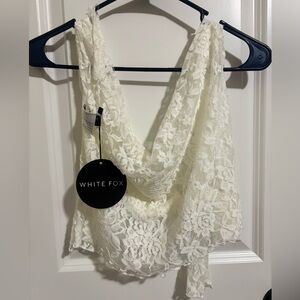 White Fox Lace Tie Top